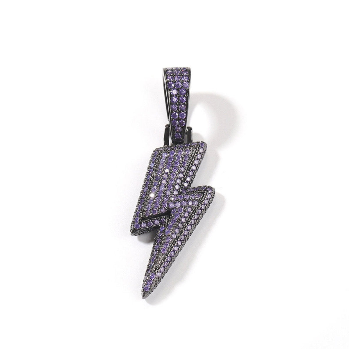 Purple Black Lightning Bolt Pendant With Chain - Luxuria Jewellery